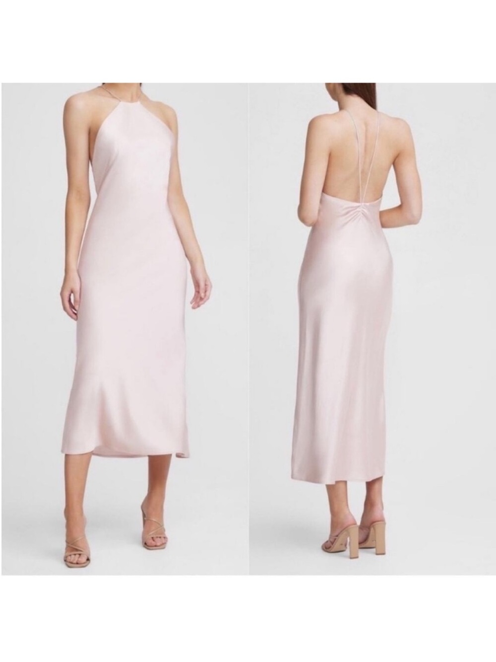 Significant Other Vienna Satin Midi Dress Blush Pink Size 8